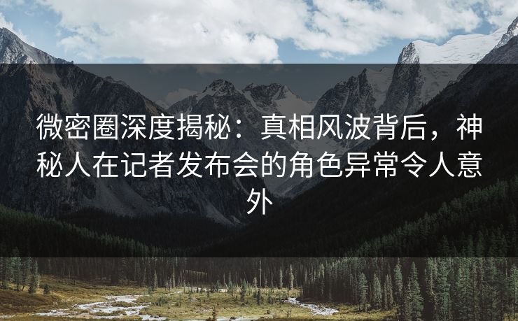微密圈深度揭秘：真相风波背后，神秘人在记者发布会的角色异常令人意外