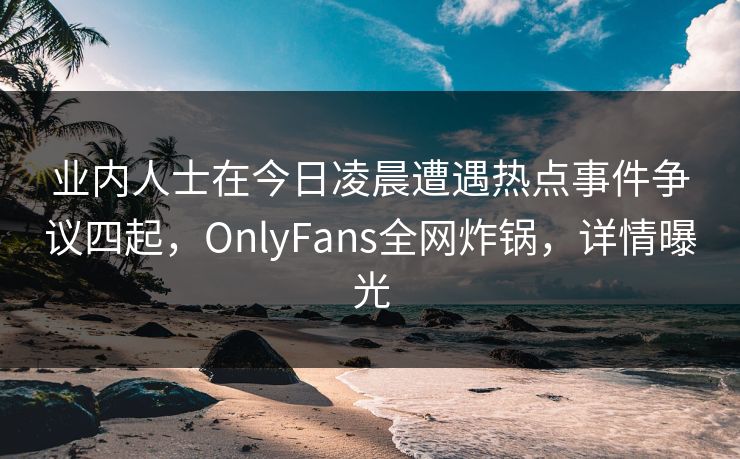 业内人士在今日凌晨遭遇热点事件争议四起,OnlyFans全网炸锅,详情曝光 业内人士在今日凌晨遭遇热点事件争议四起,OnlyFans全网炸锅,详情曝光
